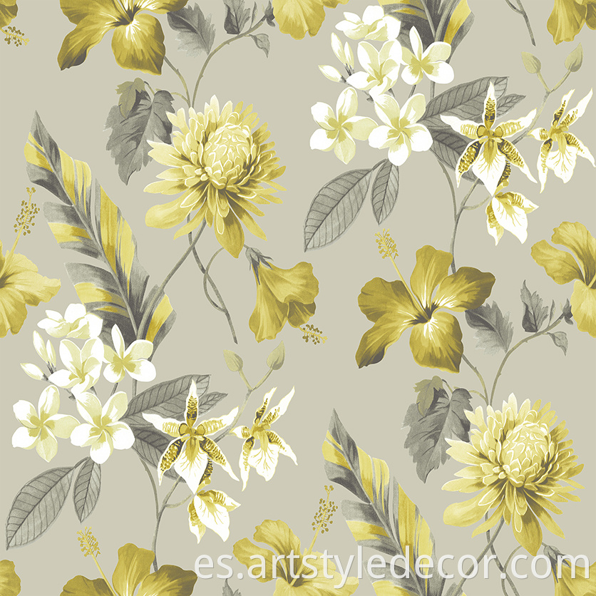 Floral non-woven wallpaper customizable